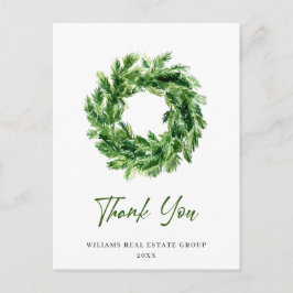 Cartão Postal Festive Pine Branch Christmas Obrigado