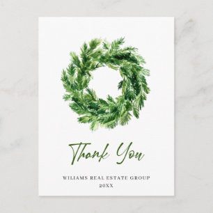 Cartão Postal Festive Pine Branch Christmas Obrigado