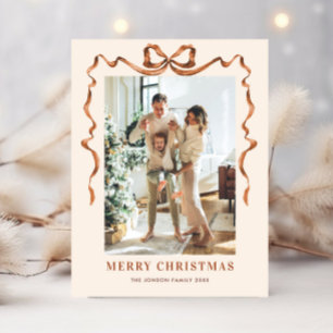 Cartão Postal Festivo Feliz Natal Arco Fita 2 Foto