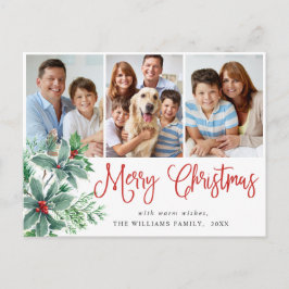 Cartão Postal Festivo Holly Berry Natal 3 Férias