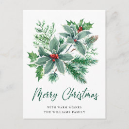 Cartão Postal Festivo Holly Berry Natal Saudação Feriado