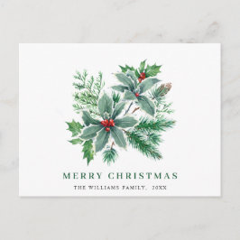 Cartão Postal Festivo Holly Berry Natal Saudação Feriado