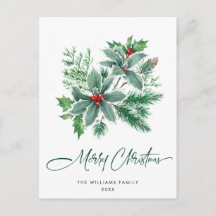 Cartão Postal Festivo Holly Berry Natal Saudação Feriado