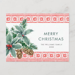 Cartão Postal Festivo Holly Berry Natal Saudação Feriado