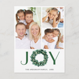 Cartão Postal Festivo Holly Wreath Natal Saudação Feriado