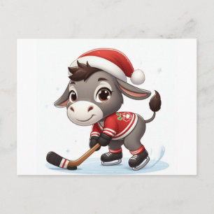Cartão Postal Festivo Natal Donkey Hockey