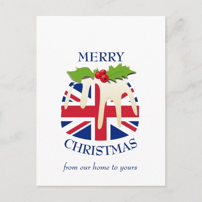 Cartão Postal Festivo Pudim BRITÂNICO UNIÃO JACK Natal (Frente)