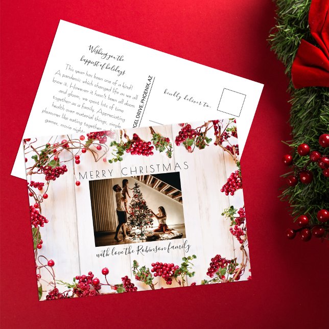 Cartão Postal Festivo Red Berry Foto de Natal (Criador carregado)