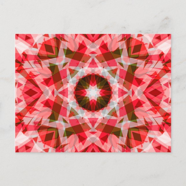 Cartão Postal Festivo Red Green Geométrico Cozy Estrela de Natal (Frente)