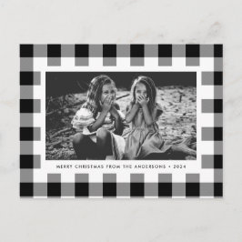 Cartão Postal Festivo White Buffalo Xadrez Solteiro Foto Natal