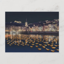 Cartão Postal Fête des Lumières bateaux - Lyon