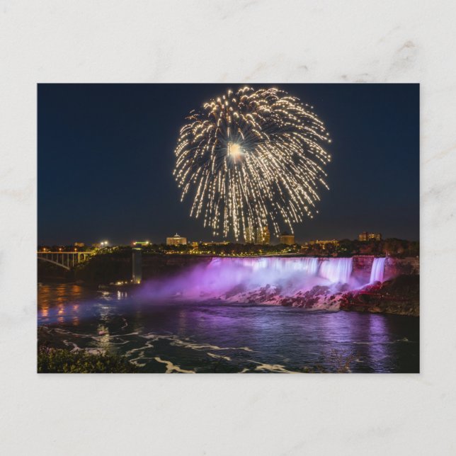 Cartão Postal Feuerwerk über den Niagarafällen Postkarte (Frente)