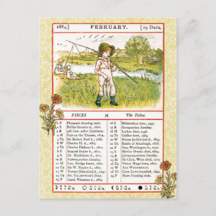 Cartão Postal Fevereiro de 1884 Almanac. Peixes, Os Fishes