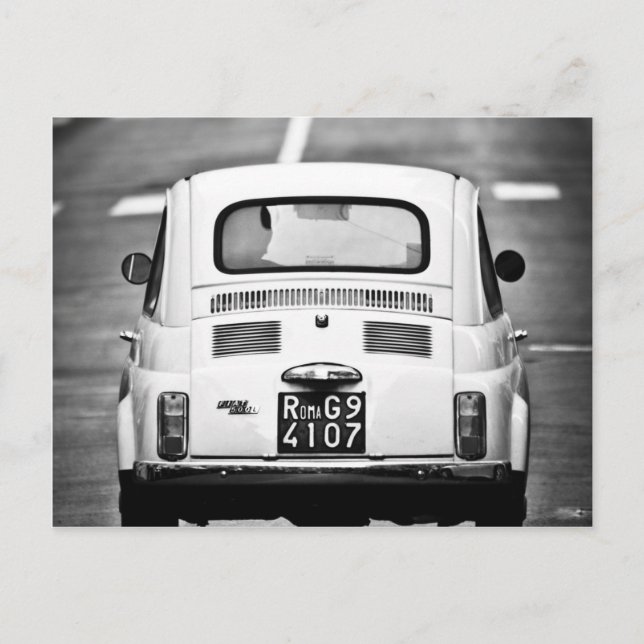 Cartão Postal Fiat 500 em Roma, Itália (Frente)