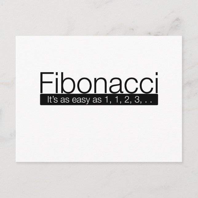 Cartão Postal Fibonacci - é tão fácil como 1, 2, 3, . (Frente)