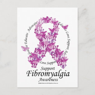 Cartão Postal Fibromialgia Fita de Borboletas