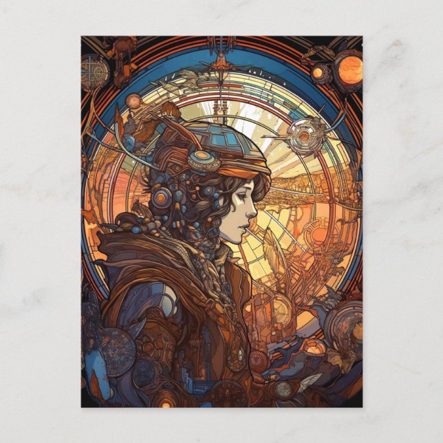 Cartão Postal Ficção científica Fantasy Ficha científica Arte Sc (Frente)