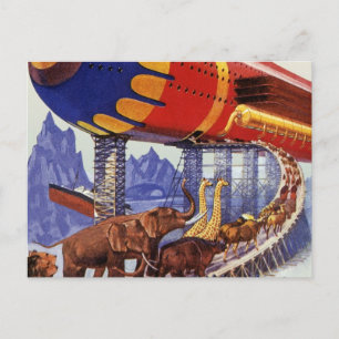 Cartão Postal Ficção científica vintage, animais selvagens da Ar