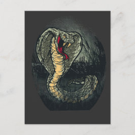 Cartão Postal Fierce Cobra Snake Dark Jungle Tattoo Art