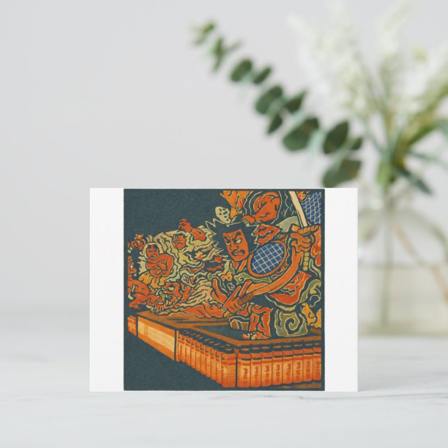 Cartão Postal Fierce Kabuki Warriors – Japanese Woodblock Spirit (Em pé/Frente)