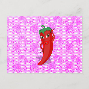 Cartão Postal Fiesta Chá de panela Com Red Hot Pepper Diva