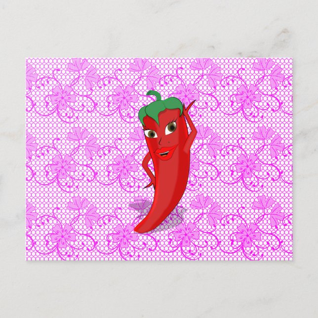 Cartão Postal Fiesta Chá de panela Com Red Hot Pepper Diva (Frente)