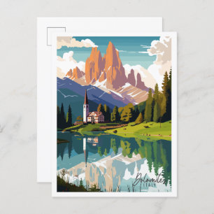 Cartão Postal Figura da viagens vintage Dolomites Itália