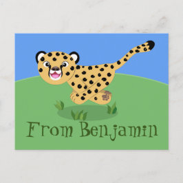 Cartão Postal Figura de desenho animado de guepardo bonito