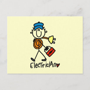 Cartão Postal Figura de Eletrecista em Stick Figure