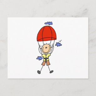 Cartão Postal Figura de Homem Saltando de Paraquedas
