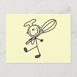Cartão Postal Figura de Palito Chef com Batedeira