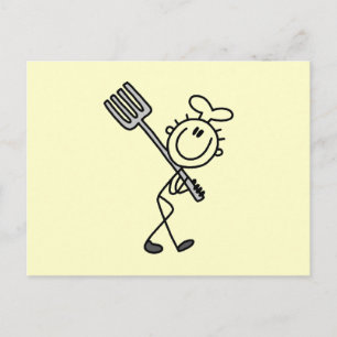 Cartão Postal Figura de palito de chef com garfo