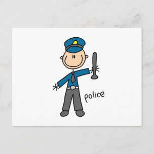 Cartão Postal Figura de Palito de Oficial de Polícia