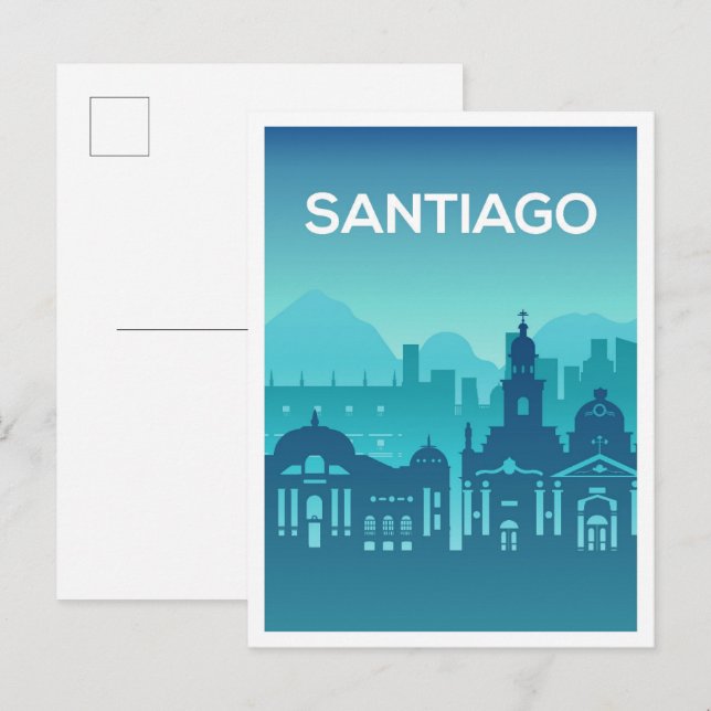 Cartão Postal Figura de Viagem de Arte de Santiago Chile (Frente/Verso)