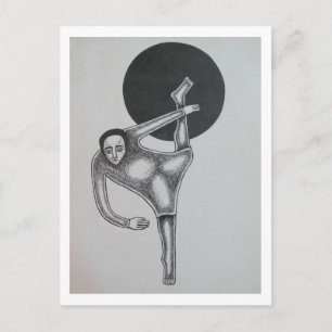 Cartão Postal Figura Dobrada e Círculo Preto por Hassan Wahba