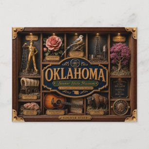 Cartão Postal Figurinha 3D Caixa Sombra Oklahoma Estado
