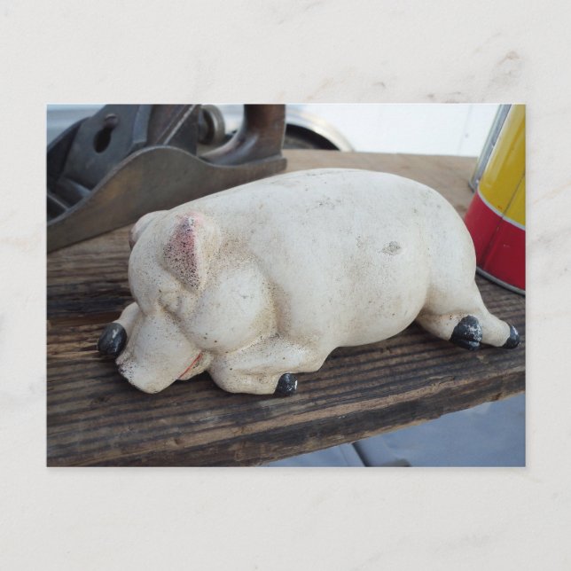Cartão Postal Figurinha de Porco Dormindo (Frente)