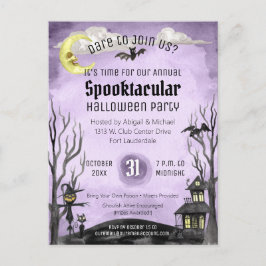 Cartão Postal Figurino Spooktacular de Halloween Roxo Negro