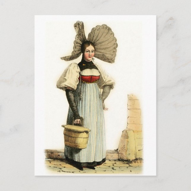 Cartão Postal Figurino tradicional suíço de Berna (Frente)