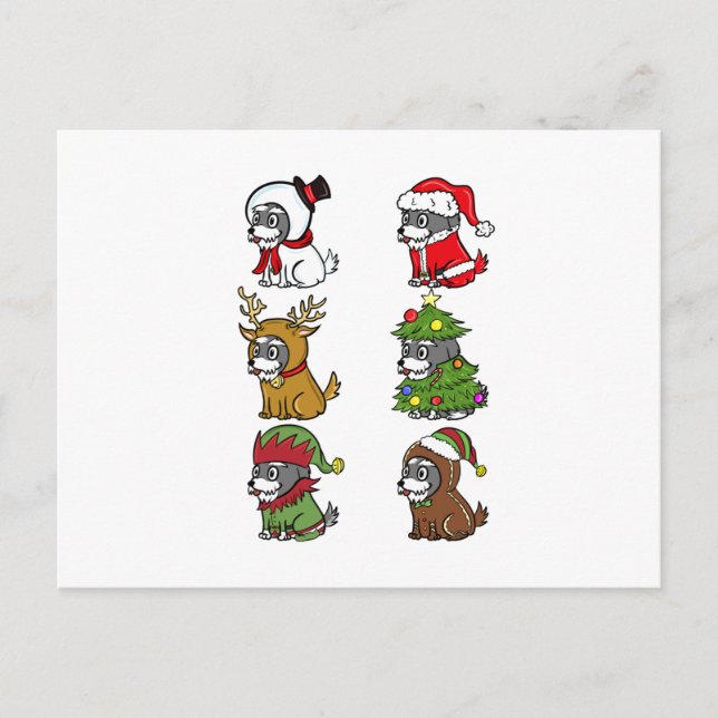 Cartão Postal Figurinos de Natal Schnauzer (Frente)