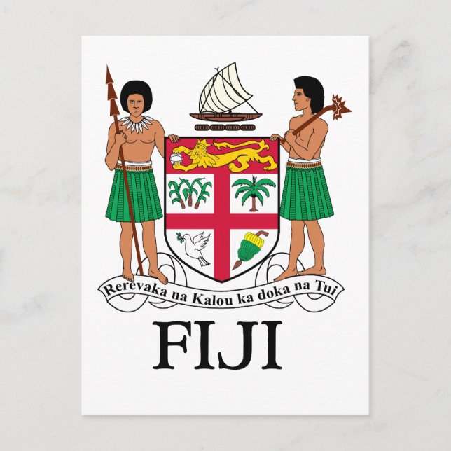 Cartão Postal FIJI - emblema / bandeira / casaco de armas / símb (Frente)