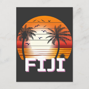 Cartão Postal Fiji Palmeiras Vintage Verão Praia