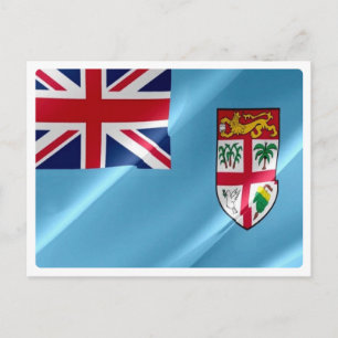 Cartão Postal Fiji - Sinalizador acenando -