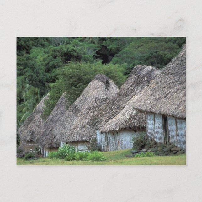 Cartão Postal Fiji, Viti, casas de cabana tradicionais. (Frente)