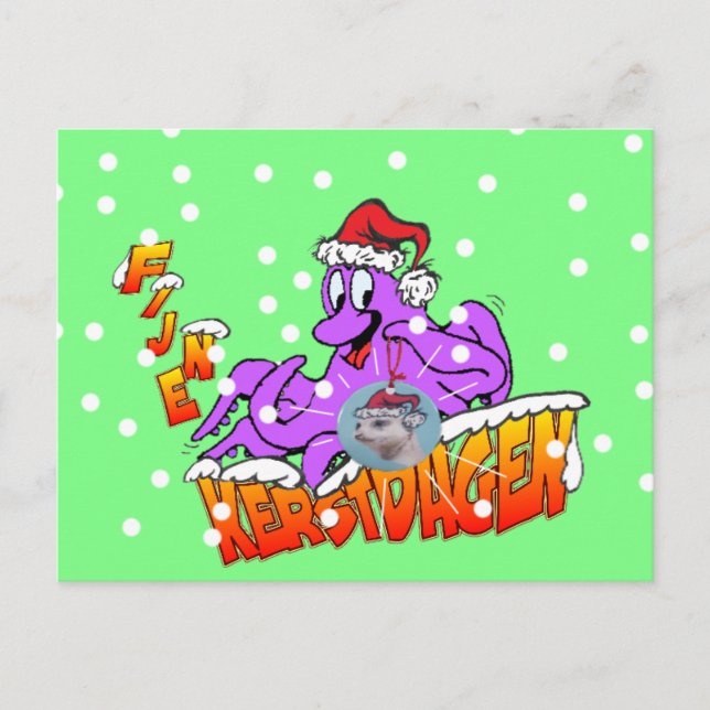 Cartão Postal Fijne Kerstdagen Octopus Briefkaart (Frente)