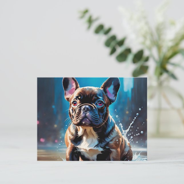 Cartão Postal Filhote de Bulldog Francês (Em pé/Frente)