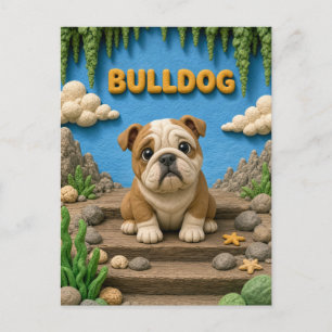 Cartão Postal Filhote de cachorro Bulldog Inglês fofo, cachorro