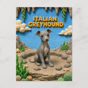 Cartão Postal Filhote de cachorro italiano Greyhound, cachorro b