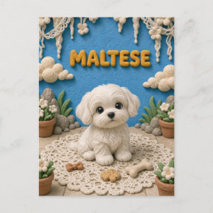 Cartão Postal Filhote de cachorro maltês fofo, cachorro bebê
