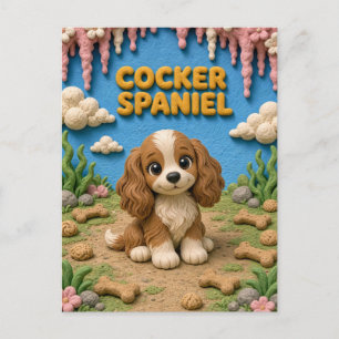 Cartão Postal Filhote de Cocker Spaniel Fofo, Cachorrinho
